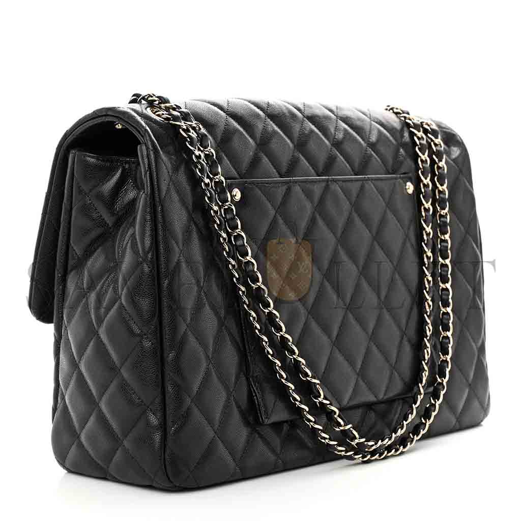 CHANEL MASTER MAXI CF40 CAVIAR QUILTED TRAVEL FLAP BAG (40*27*12cm) 